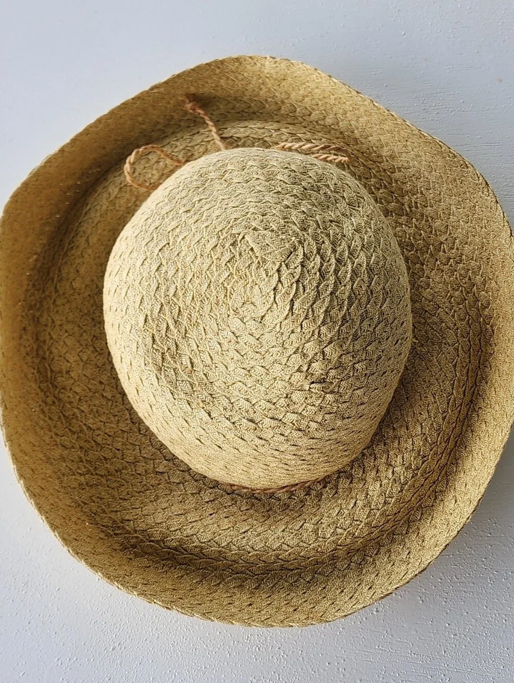 Talbots Natural Straw Sun Hat with Bow Trim